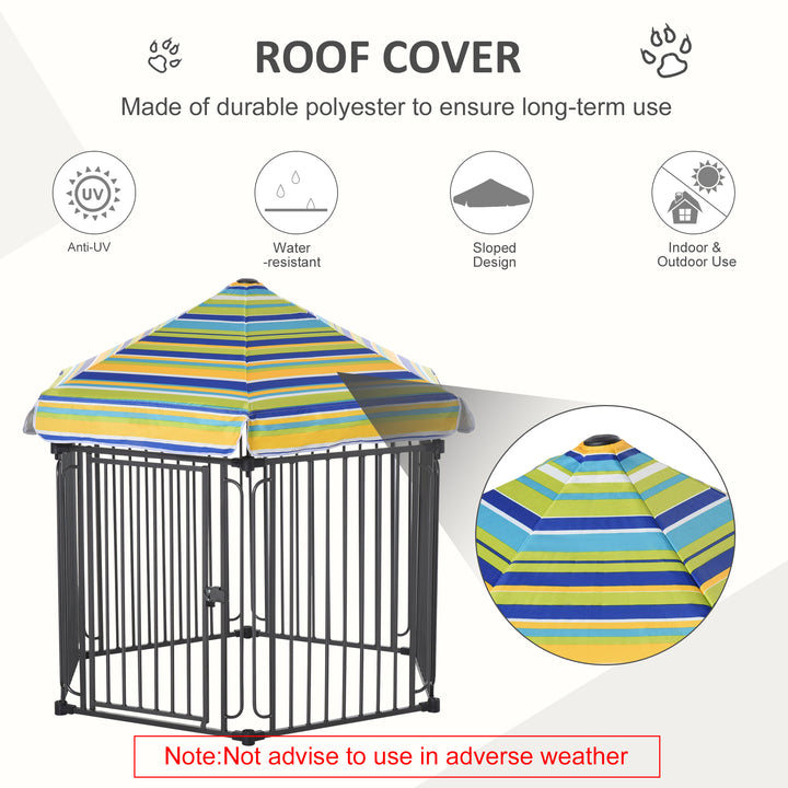 PawHut Heavy-Duty Outdoor Pet Cage Kennel with Weather-Resistant Polyester Roof, Locking Door, &amp; Metal Frame 122cmx105cmx119cm