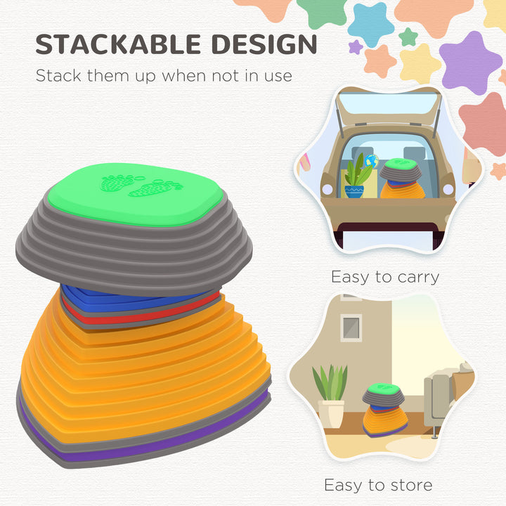 Stepping Stones Kids Balance River Stones 5 PCs Outdoor Indoor, for Obstacle Course, Sensory Play, Stackable, Non-Slip