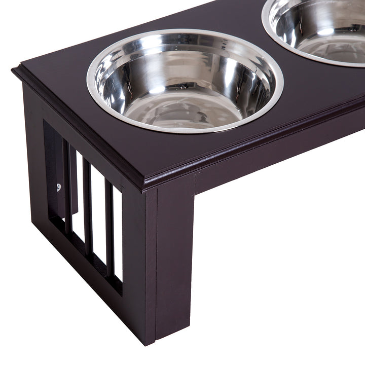 Pawhut Stainless Steel Pet Feeder, 58.4Lx30.5Wx25.4H cm-Brown