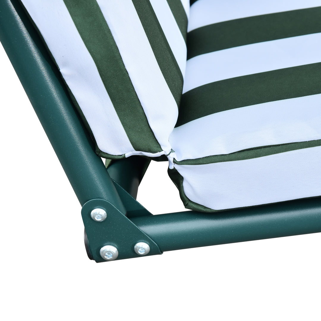 Steel 3-Seater Swing Chair w/ Adjustable Canopy Green