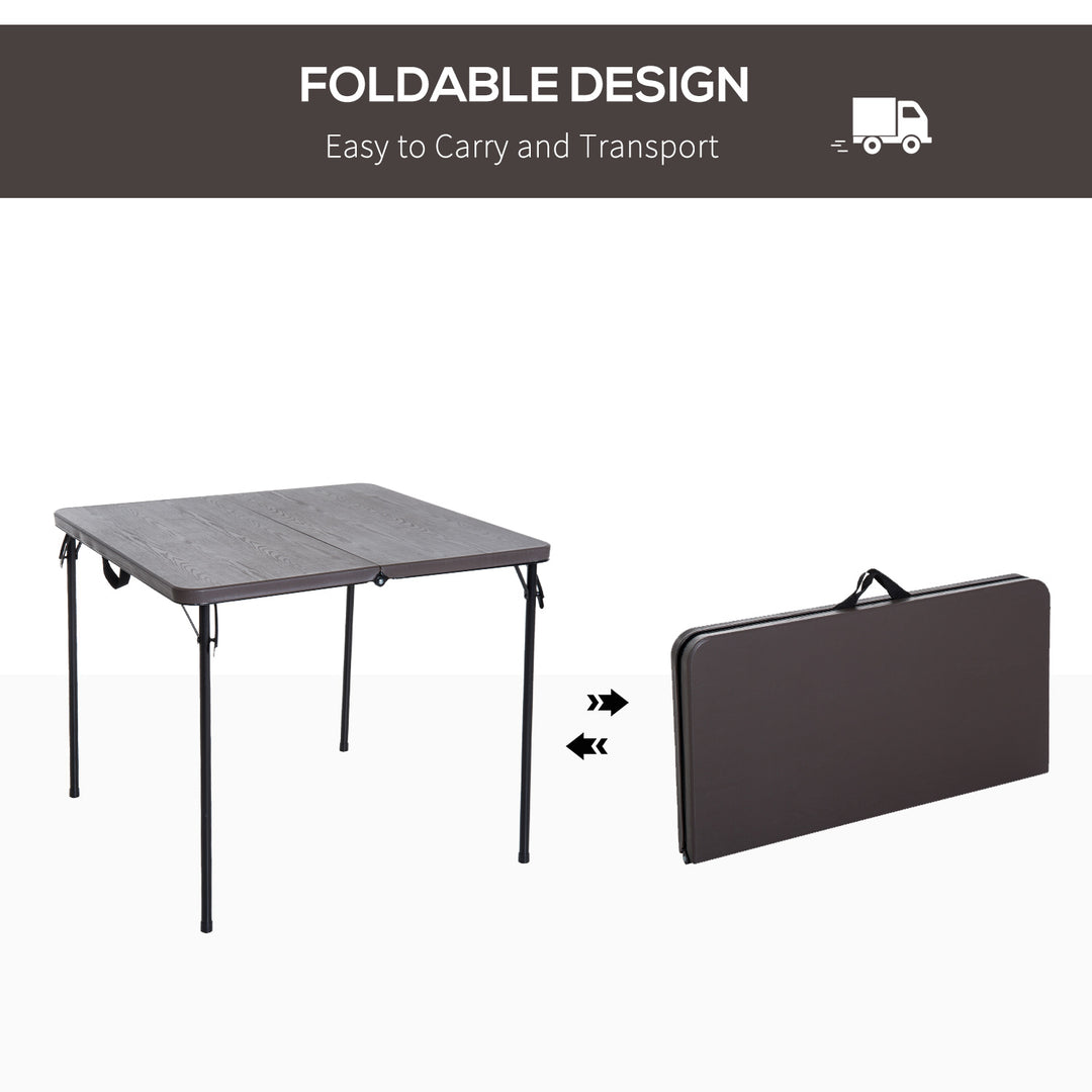 Folding Camping Table for Outdoor Events Garden Camping BBQ Party, 86Lx86Wx71.5H cm-Black/Brown