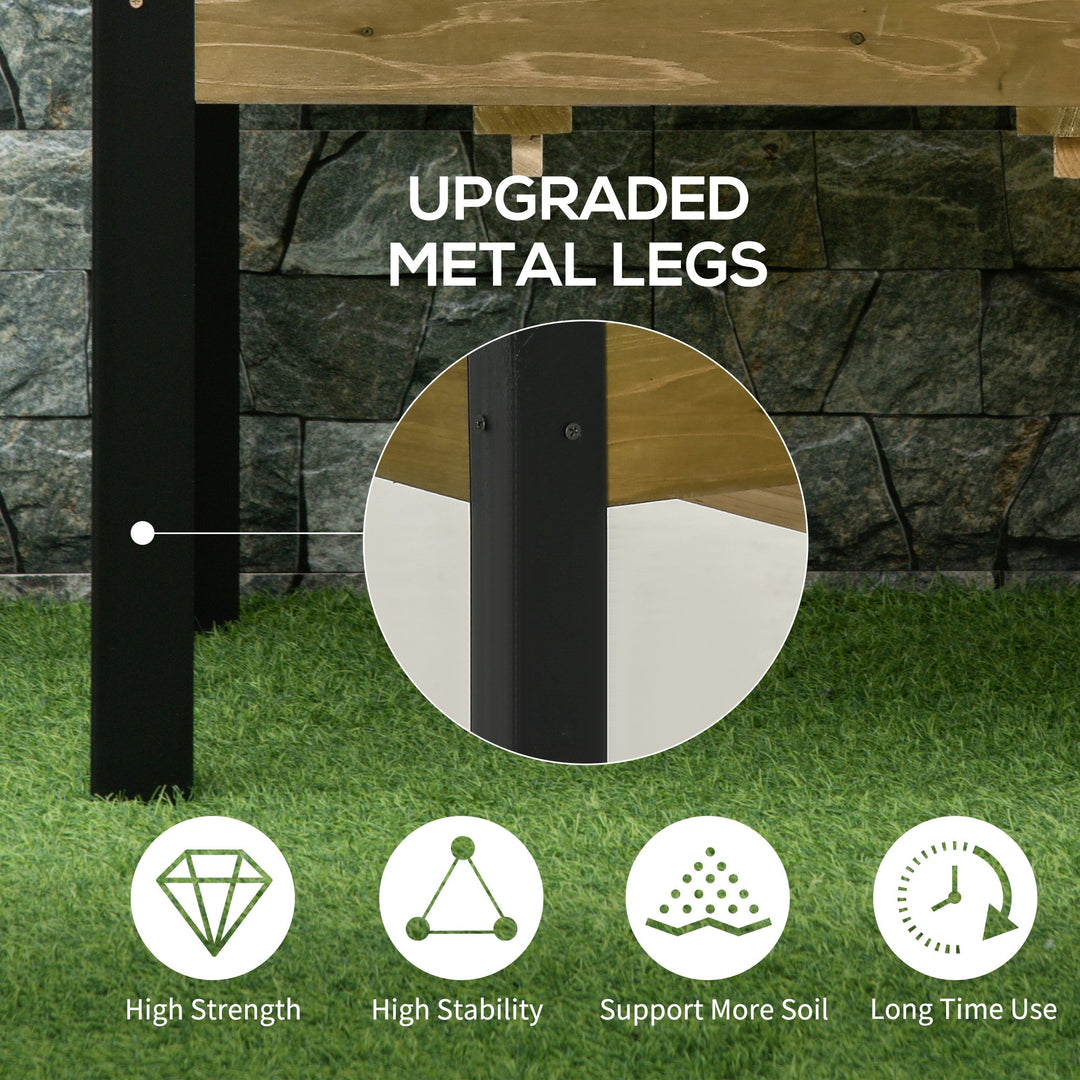 Outsunny Elevated Wood Planter Raised Garden Bed Flower Box w/ Metal Legs and Non-woven Fabric, 120cm x 60cm x 66cm