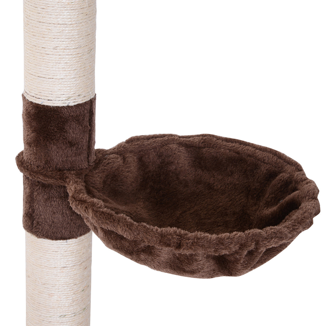 PawHut Floor to Ceiling Cat Tree for Indoor Cats 5-Tier Kitty Tower Climbing Activity Center Scratching Post Adjustable Height 230-260 cm Brown