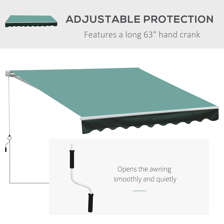 3x2.5 m Sun Shade Canopy Garden Patio Manual Retractable Awning Canopy Sun Shade Shelter, 3x2.5 m-Dark Green