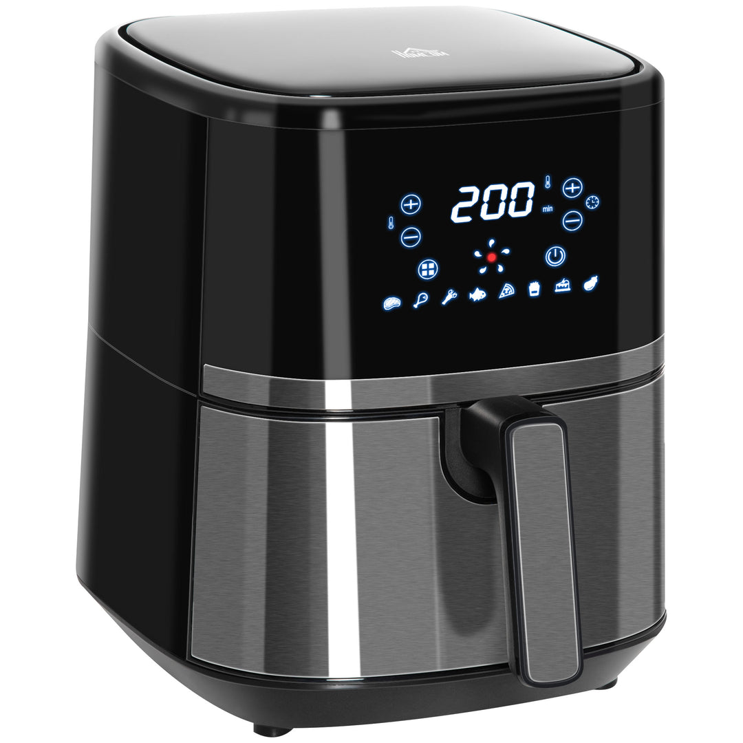 HOMCOM 4.5L Digital Air Fryer, 1500W W/ Digital Display, Adjustable Temperature, Timer and Nonstick Basket, Black