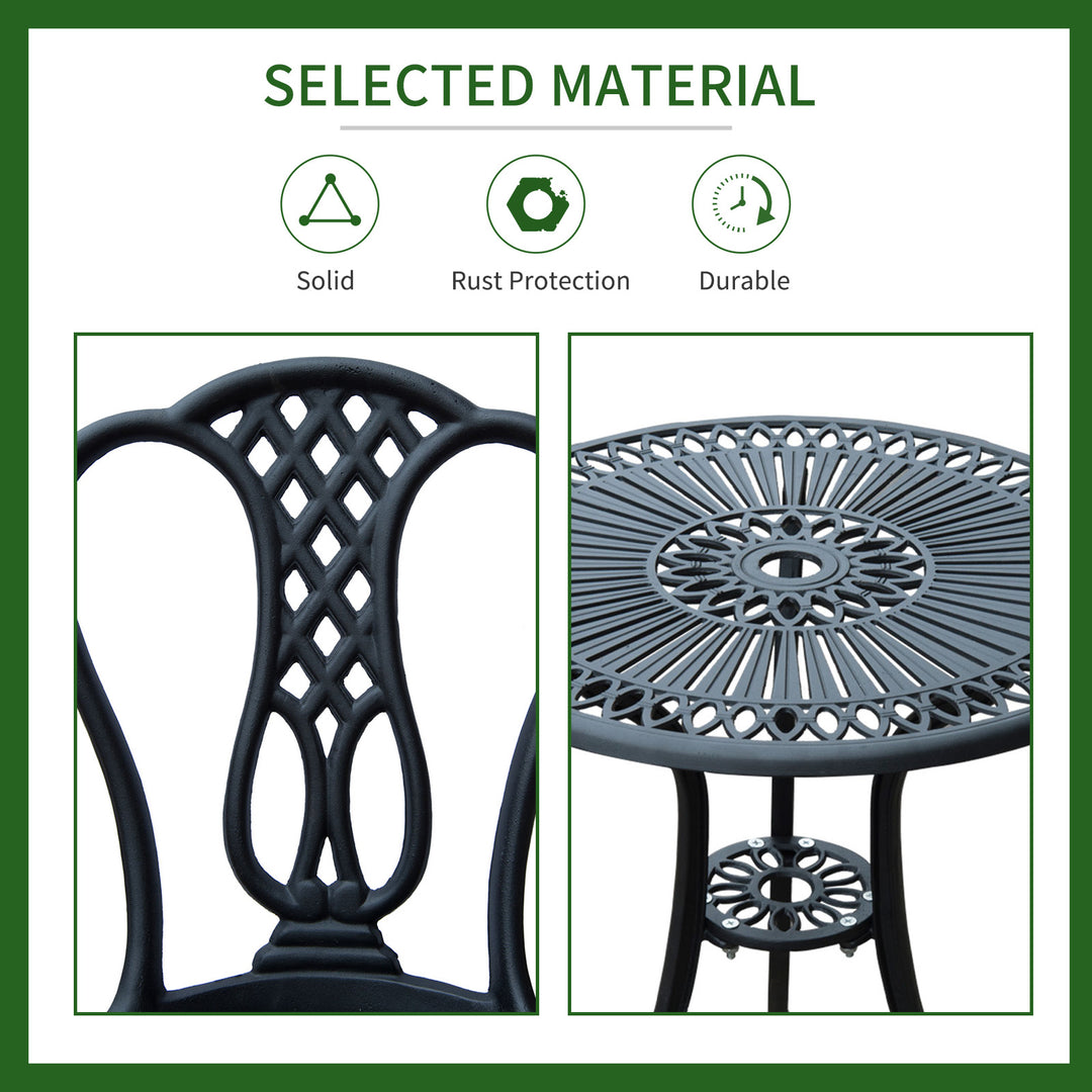 HOMCOM 3 Piece Patio Cast Aluminium Bistro Set Garden Outdoor Furniture Table and Chairs Shabby Chic Style