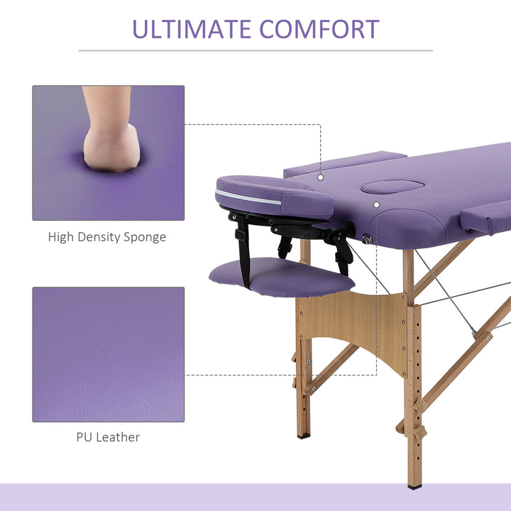 Massage Table Bed Couch Beauty Bed 2 Section Therapy Bed Lightweight Portable Folding Spa Bed Purple