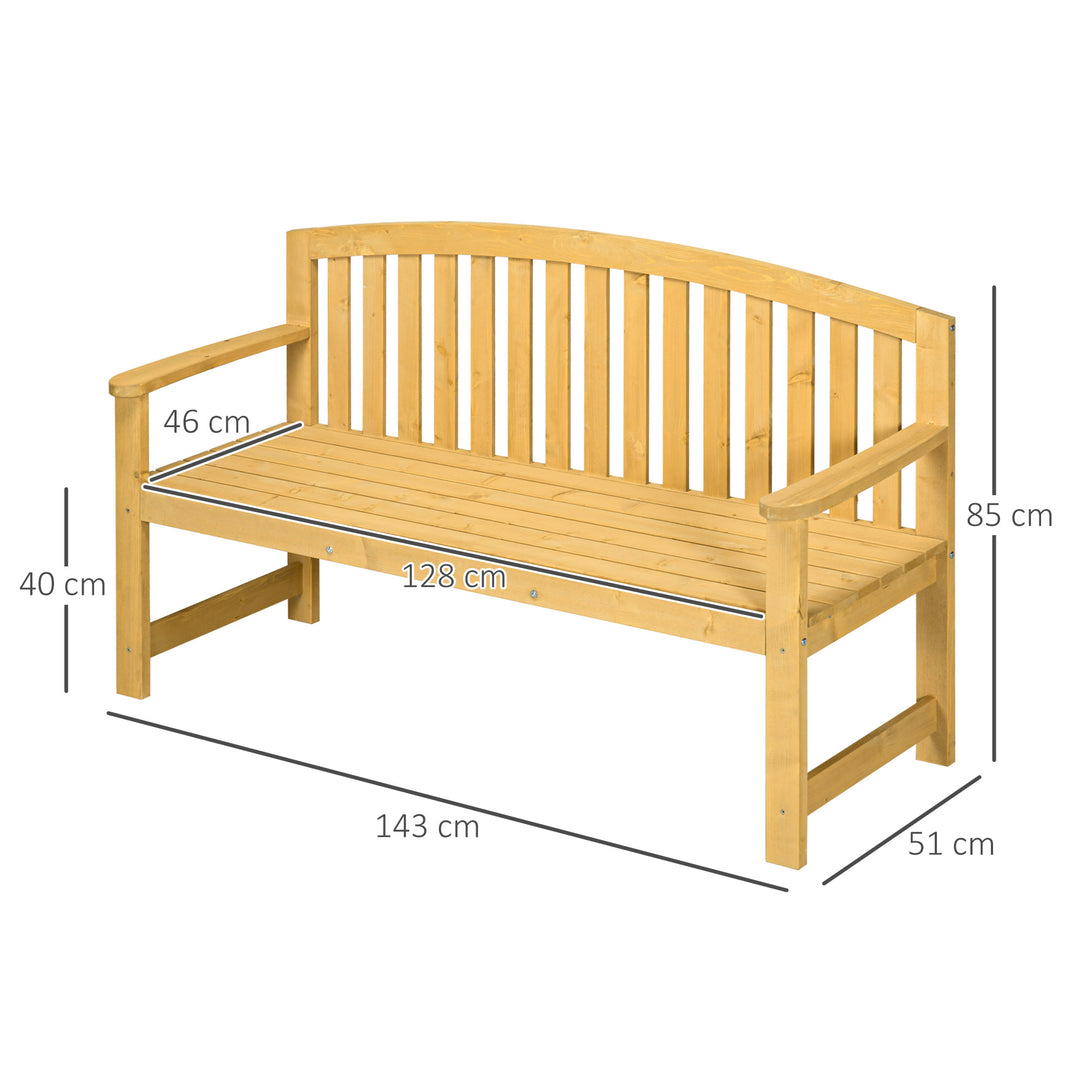 Wooden Garden Bench with Armrest, Outdoor Furniture Chair for Park, Balcony, Orange
