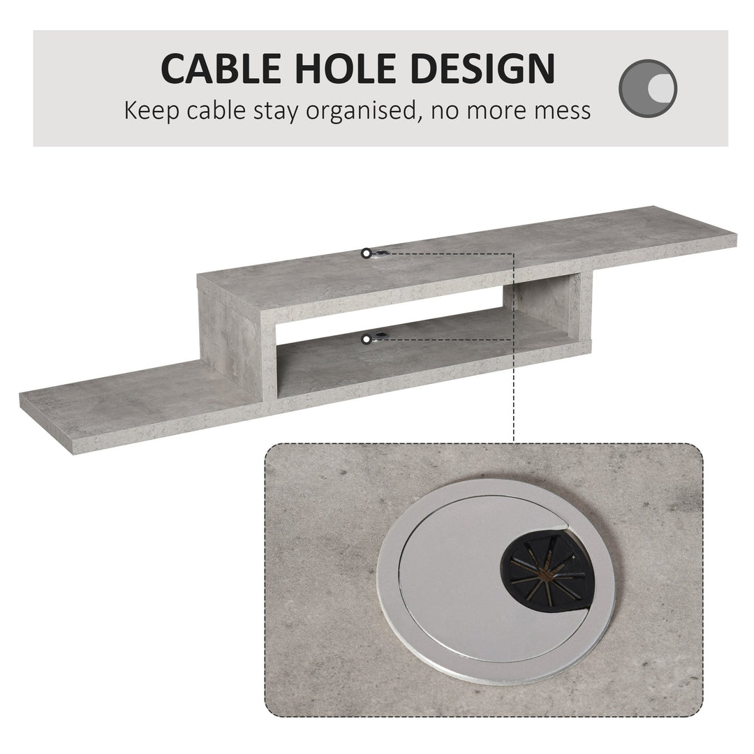 HOMCOM Wall Mounted Media Console, Floating TV Stand Component Shelf, Entertainment Center Unit, Grey