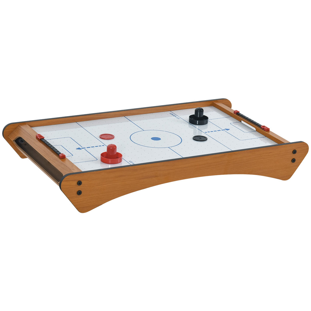 Mini Air Hockey Tabletop Game w/ 2 Pucks Pushers Fan Play Board Scoreboard Markings Portable Family Game Children Adults 8 Years+