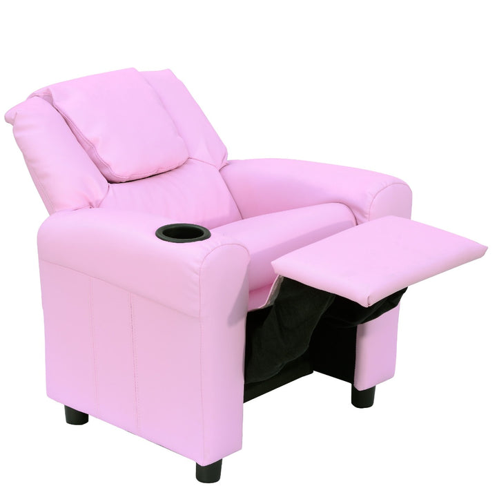 Children Recliner Armchair W/ Cup Holder-Pink