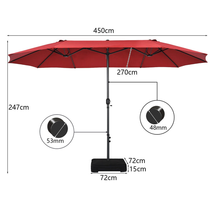 Outdoor Umbrella Twin Size with Crank Handle-Wine