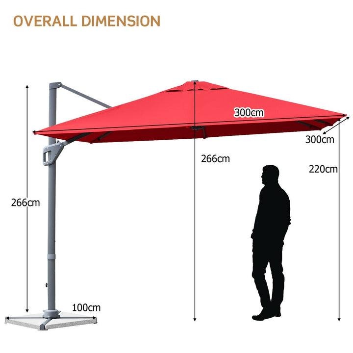 Cantilever Umbrella with Crank Handle- Red