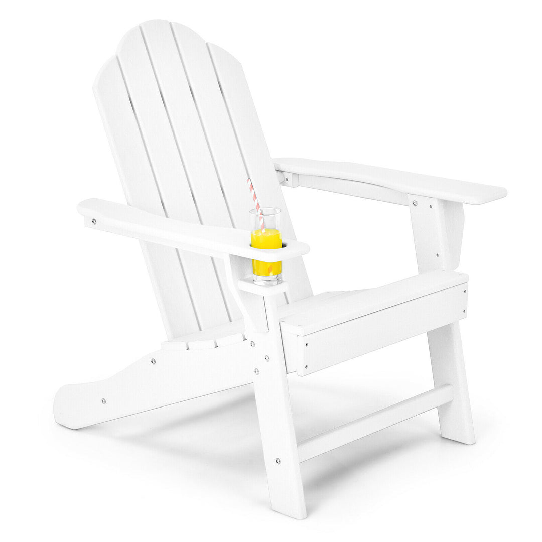 Ergonomic Outdoor Sun Lounger with Built-in Cup Holder-White