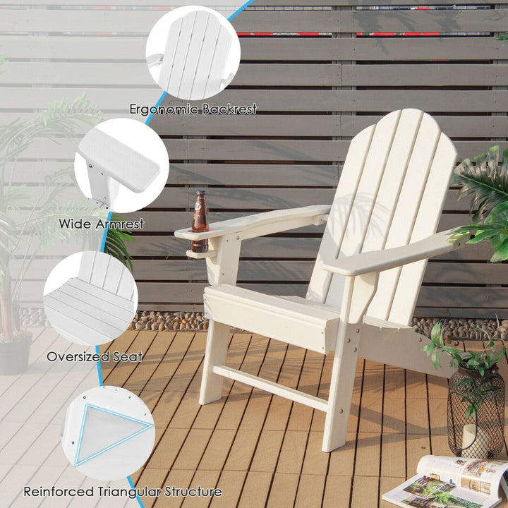 Ergonomic Outdoor Sun Lounger with Built-in Cup Holder-White