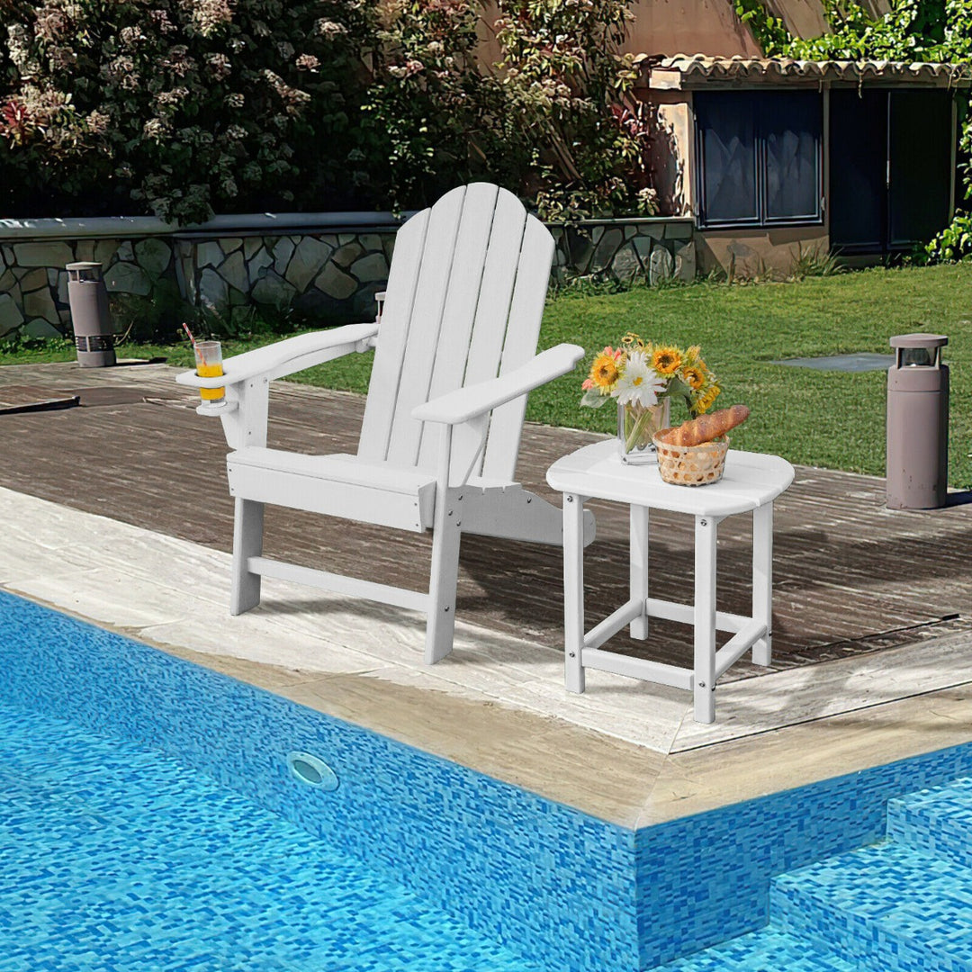 Ergonomic Outdoor Sun Lounger with Built-in Cup Holder-White