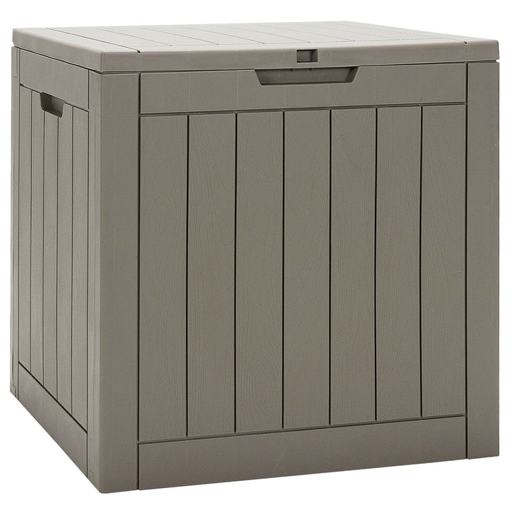 Outdoor Storage Shed with Handles and Lockable Lid-Coffee