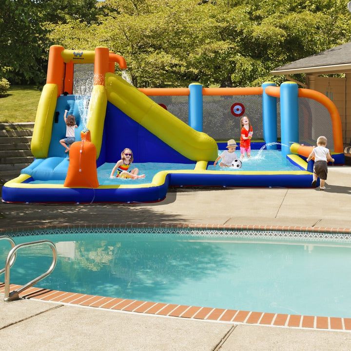 Inflatable Water Bounce House with Slide and Water Cannons