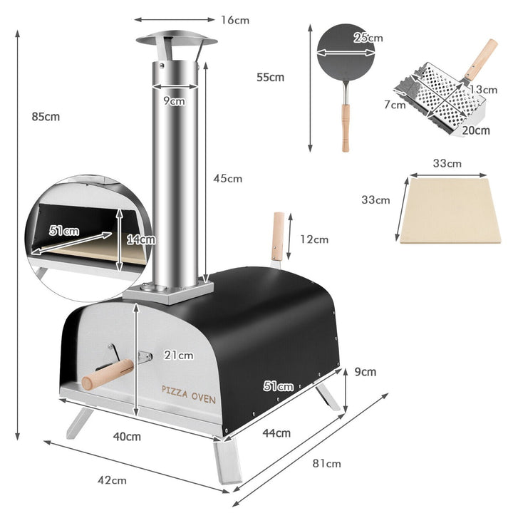 Outdoor Portable Pizza Oven with Pizza Stone and Foldable Legs