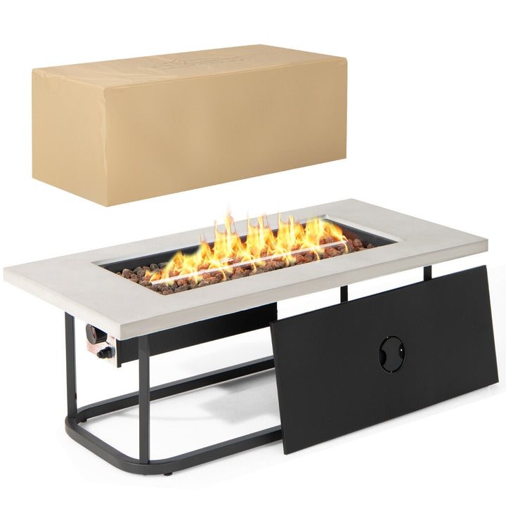 Propane Fire Pit Table with Waterproof PVC Cover and Lid-Grey