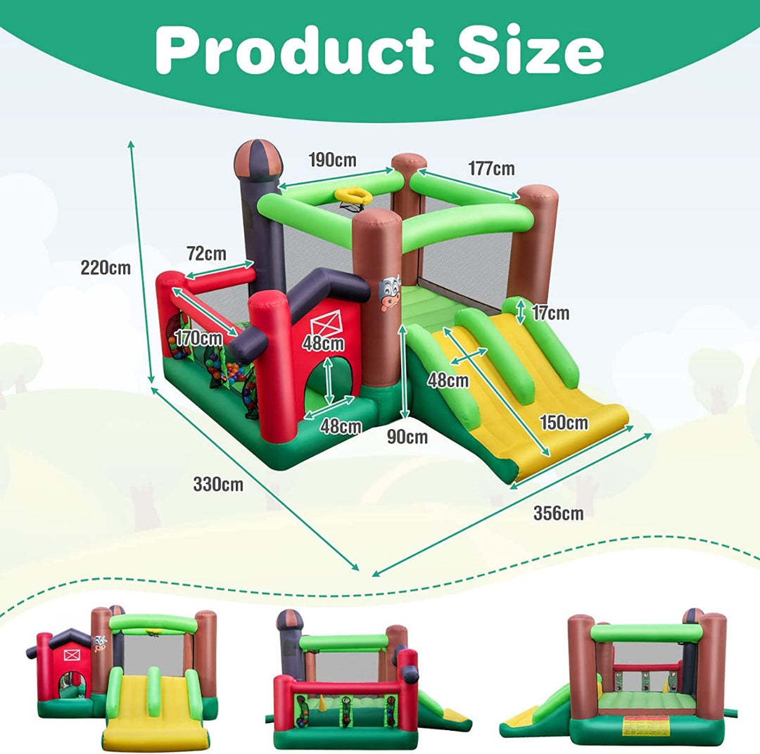 Inflatable Trampoline Bouncy House with Dual Slides without Blower