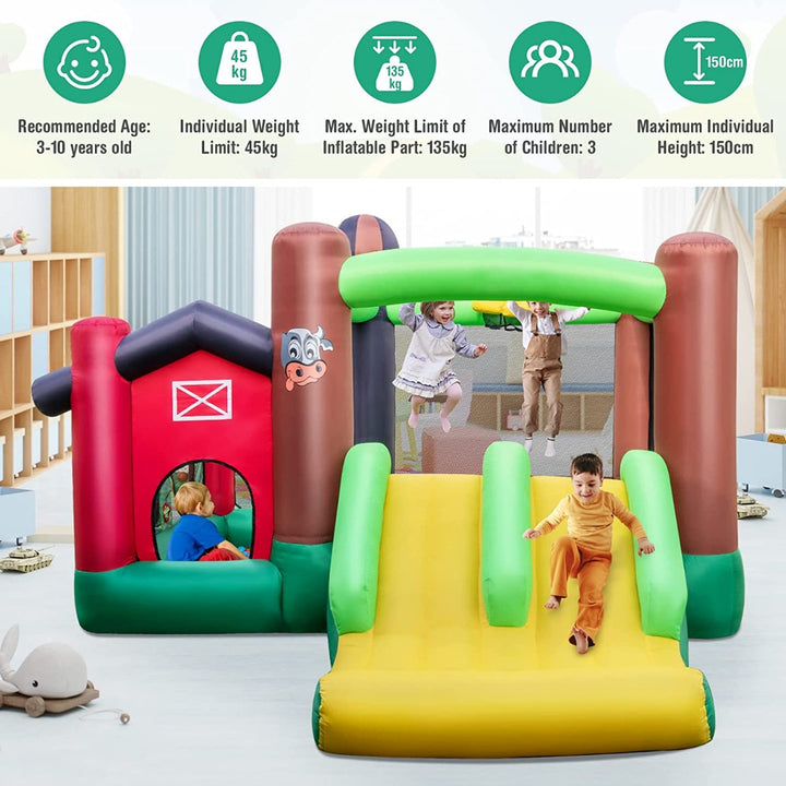 Inflatable Trampoline Bouncy House with Dual Slides without Blower