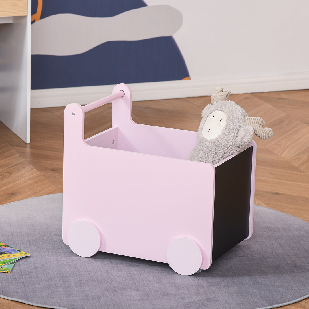 Kids Toys Storage Cabinet Rolling Storage Cart on Wheels Craft Storage Containers Bins Can Move everywher for Toddlers 1-4 Years Old, Pink