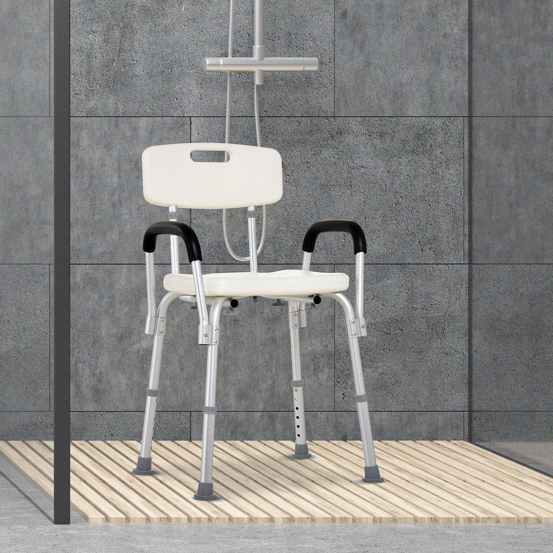 Adjustable Shower Bench with Back and Armrest