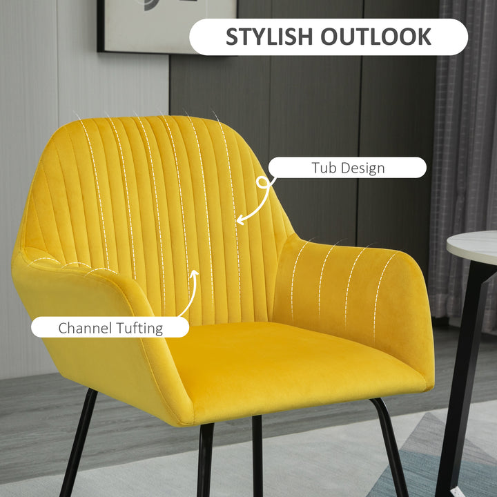 Modern Arm Chair Upholstered Accent Chair with Metal Base for Living Room Yellow