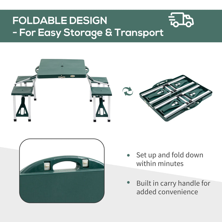Folding Camping Table with Stools Set Aluminum Bench Picnic Garden Party BBQ Portable