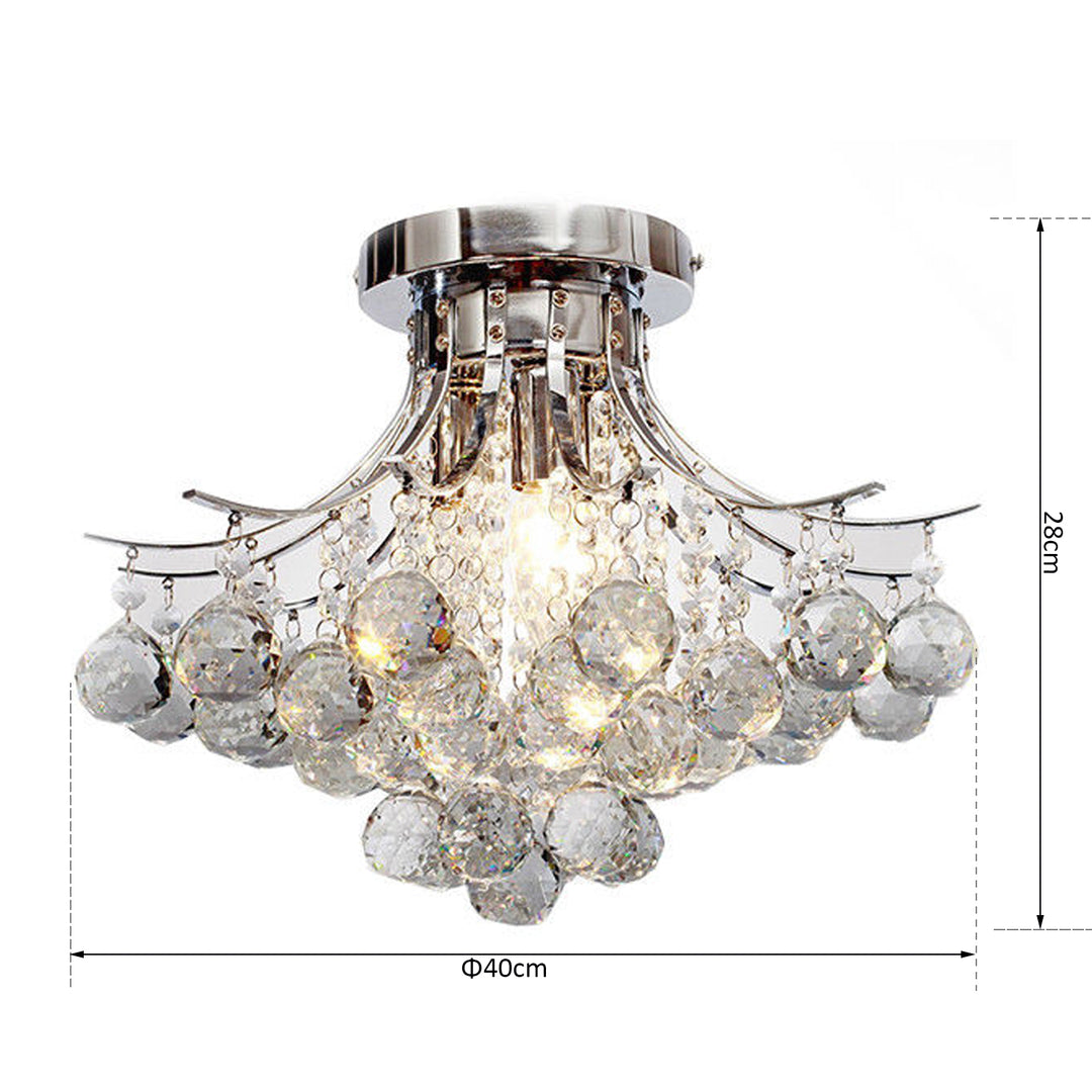 3 Lights Mordern Style Ceiling Chandelier Pendant Crystal Light w/ Transparent K9 Crystal Droplets D40 X 28H (CM)