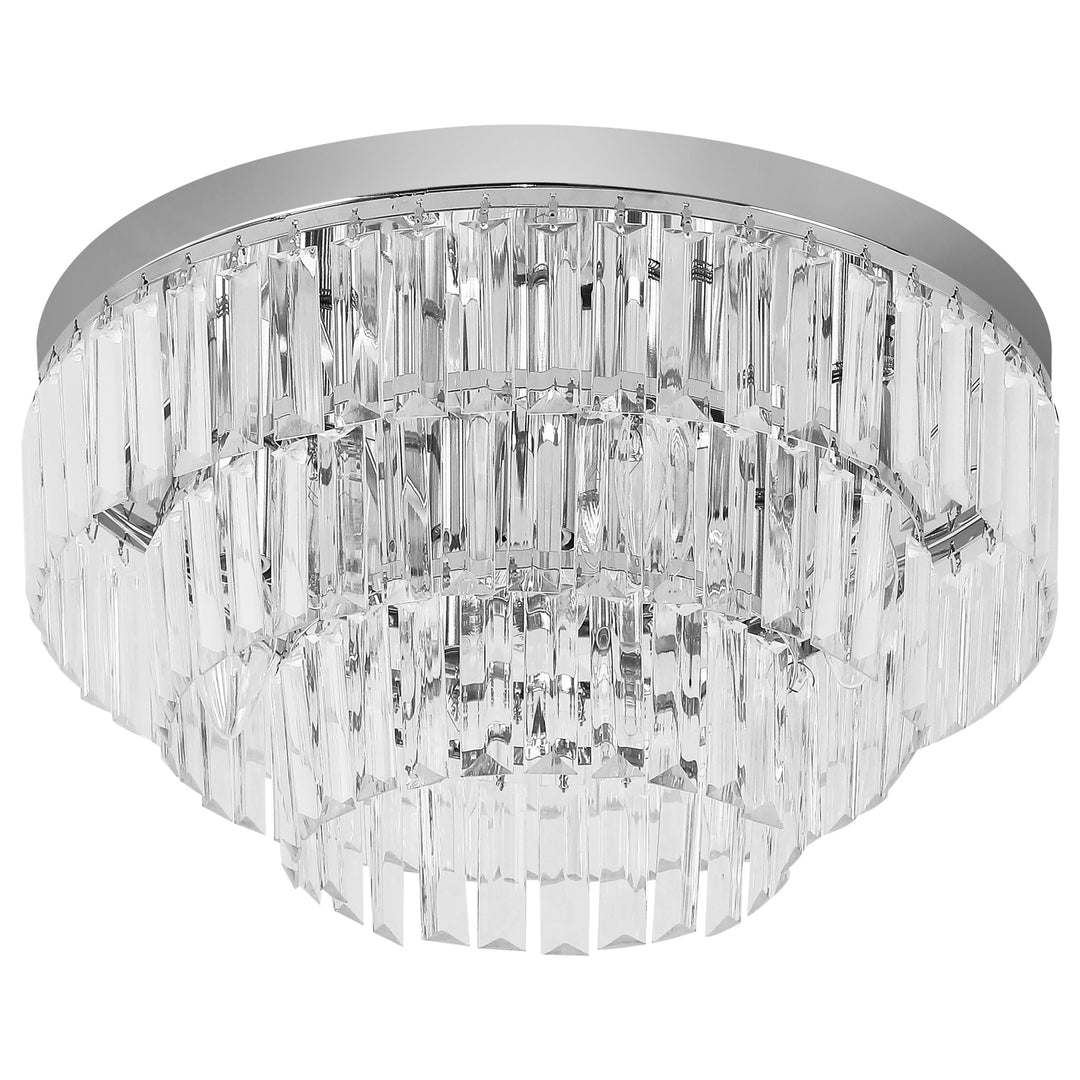 Round Crystal Ceiling Light 7 Lights Chandelier Mounted Fixture