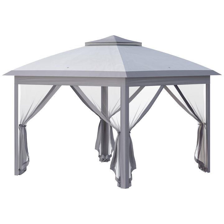 Double Roof Foldable Canopy Tent, Height Adjustable- Beige