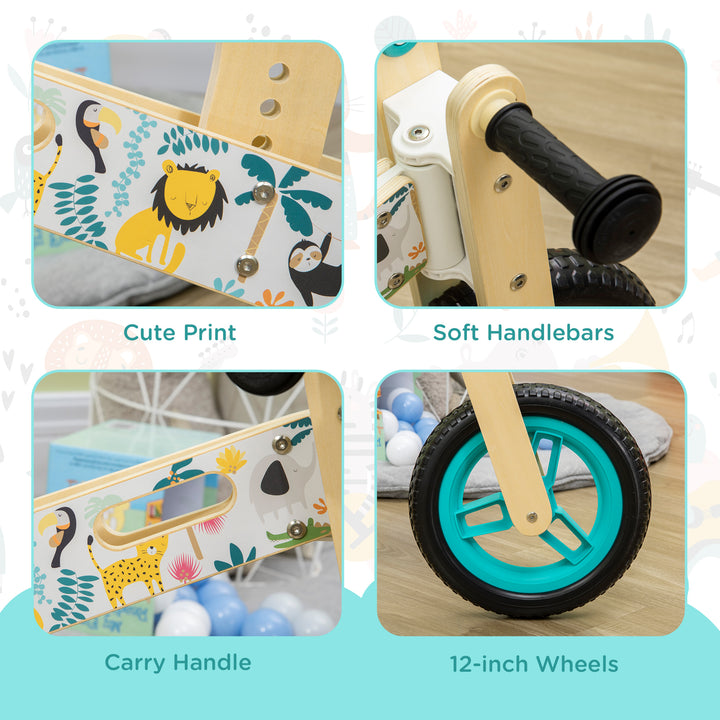 Kids Balance Bike 12 Inch Wooden for 3-6 Years Boys Girls, White
