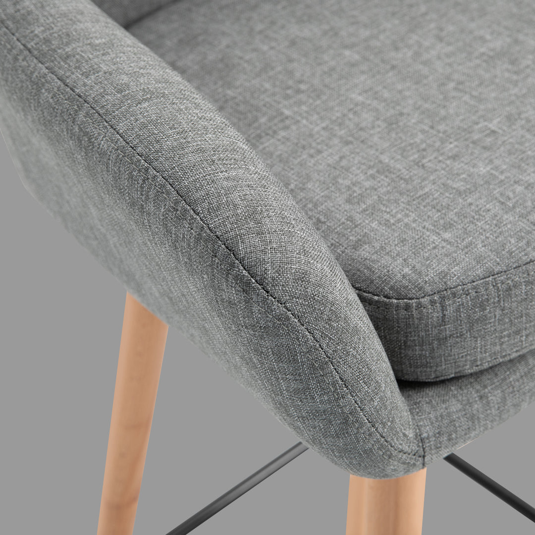 Set of 2  Bar Stools Modern Upholstered Seat Bar Chairs w/ Metal Frame, Solid Wood Legs Living Room Dining Room Fabric Furniture - Grey
