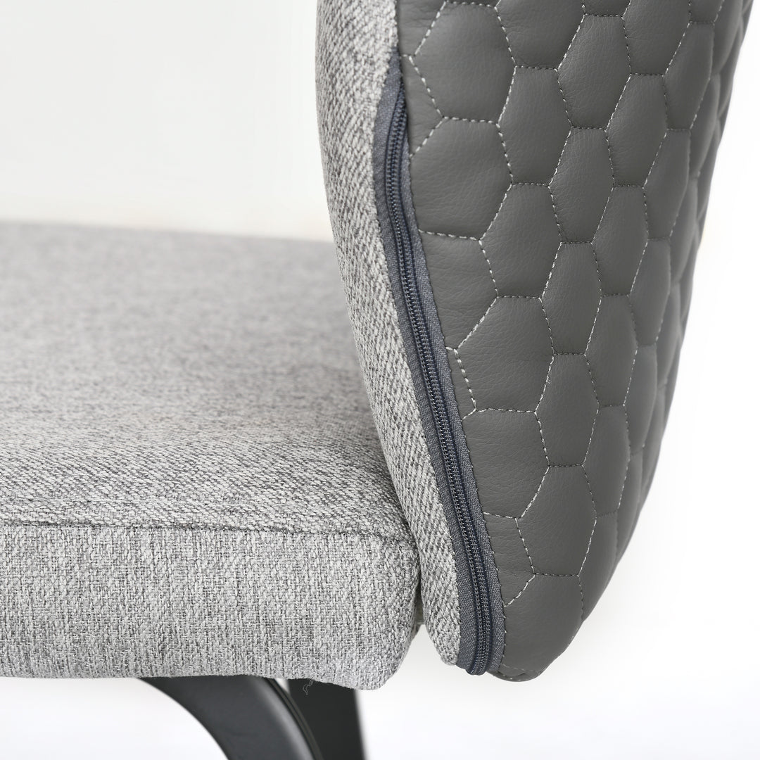 Bar Stools Set of 2, Linen-Touch Upholstered Bar Chairs, Kitchen Stools with Backs and Steel Legs, Light Grey