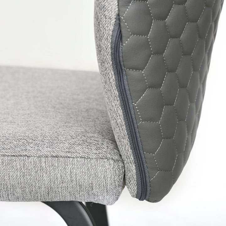 Bar Stools Set of 2, Linen-Touch Upholstered Bar Chairs, Kitchen Stools with Backs and Steel Legs, Light Grey