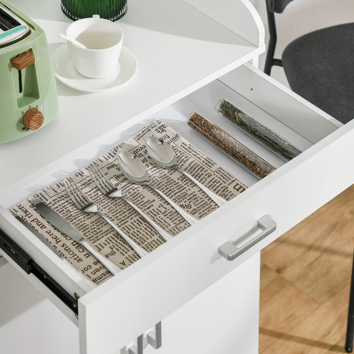 Modern Storage Cabinet, Small Floor Cupboard with Drawer and Adjustable Shelf for Kitchen, Living Room, Bedroom, Hallway, White