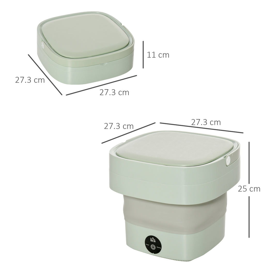 Portable Washing Machine Foldable Mini Laundry Machine with Handle for Socks Underwear Green