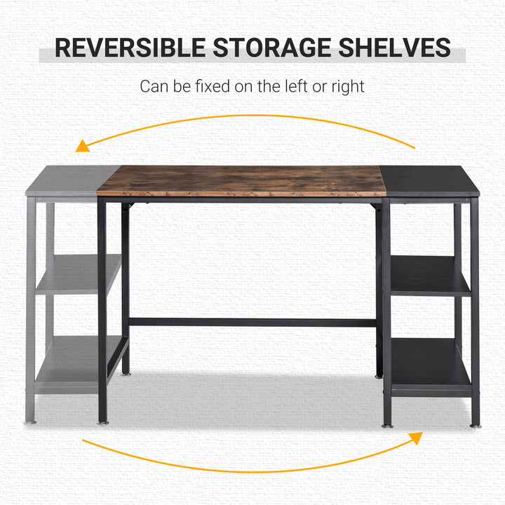 Computer Desk, Home Office Desk for Study, Writing with 2 Storage Shelves on Left or Right, Steel Frame, 120x60x76cm