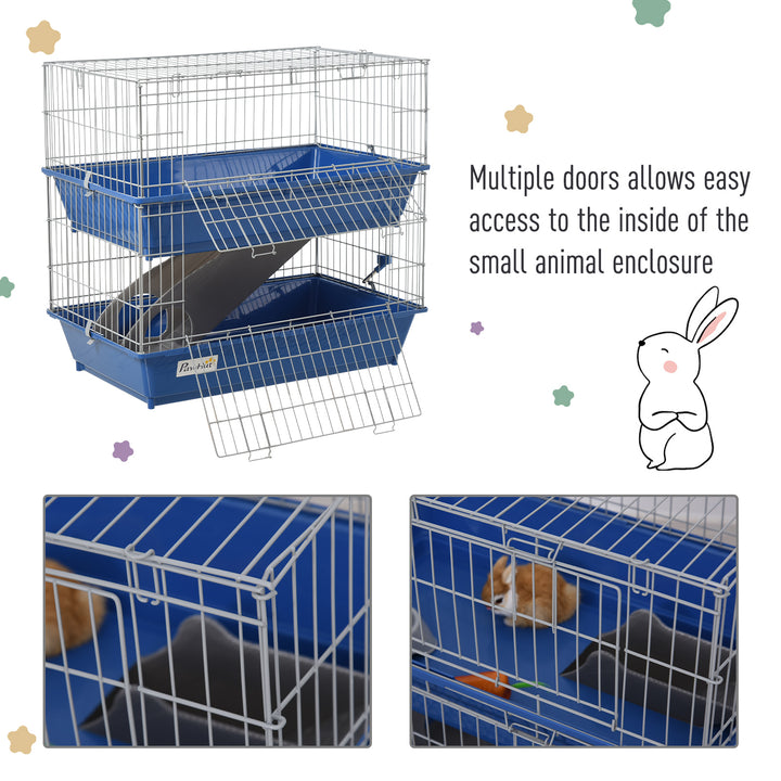 PawHut Metal 2-Tier Small Animal Cage Blue