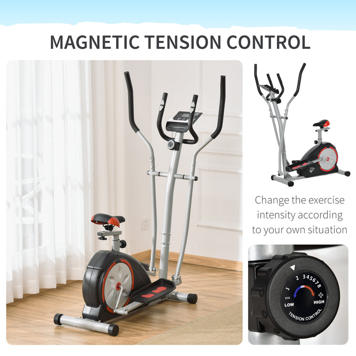 Elliptical Trainer Cardio Workout Exercise Bike Cross Trainer with 6KG Flywheel, Magnetic Resistance, LCD Digital Monitor, Black
