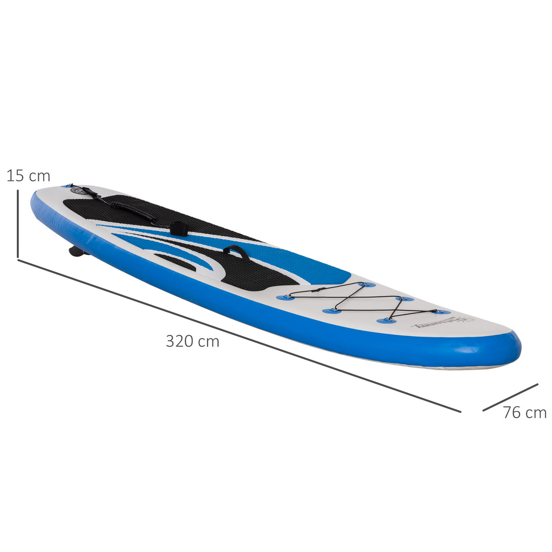 Inflatable 10'6" x 30" x 6" Paddle Stand Up Board, Adjustable Aluminium Paddle Non-Slip Deck Board with ISUP Accessories, 320L x 76W x 15H cm