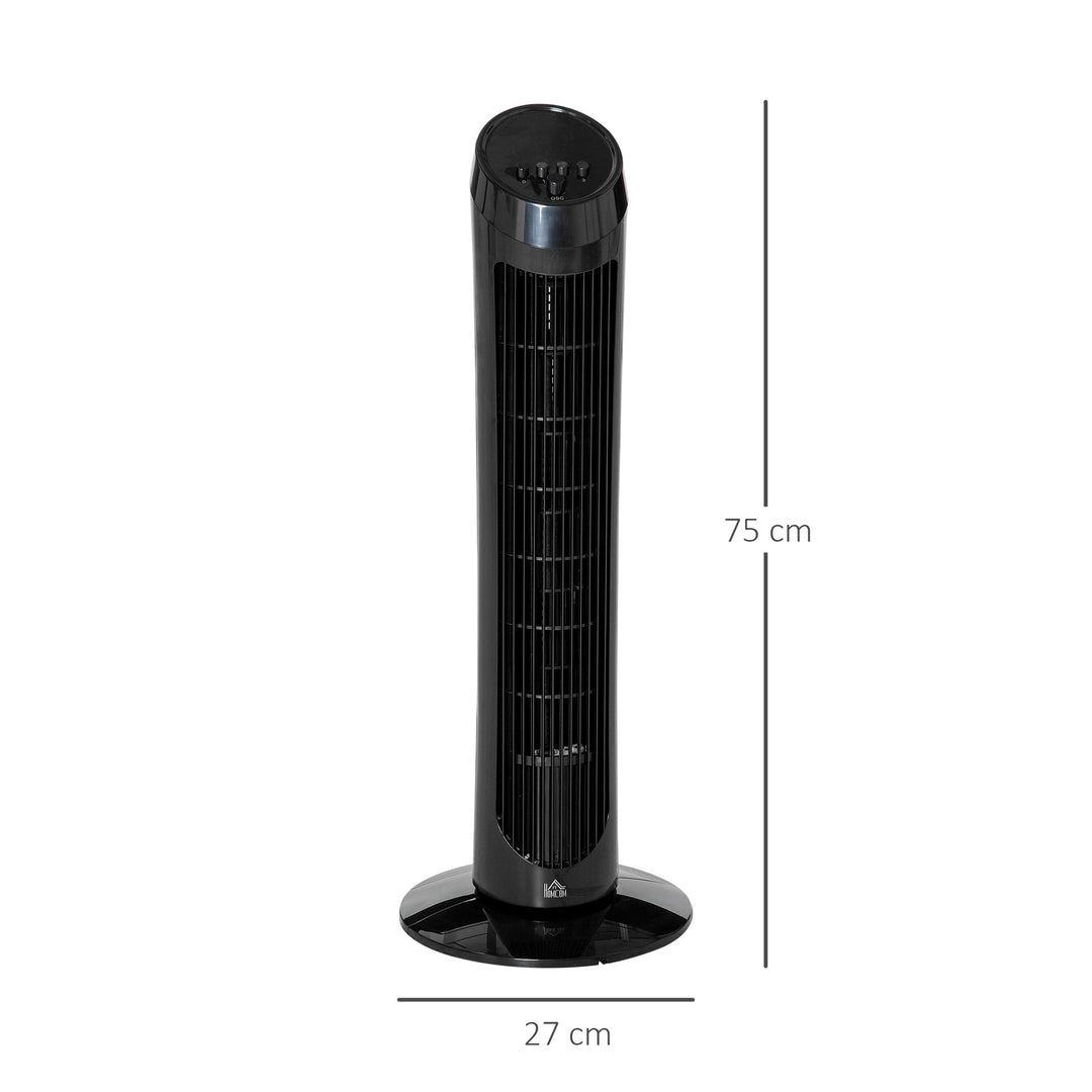 30" Oscillating Tower Fan 3 Speed Mode Ultra Slim Indoor Air Refresher Cooling Machine Noise Reduction - Black