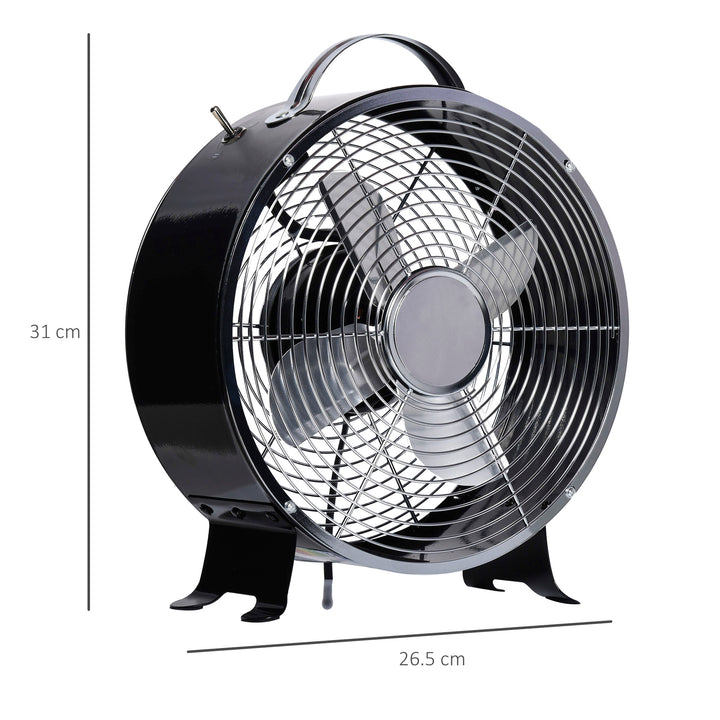 HOMCOM 26cm 2-Speed Electric Table Desk Fan w/ Safety Guard Anti-Slip Feet Portable Personal Cooling Fan Home Office Bedroom Black