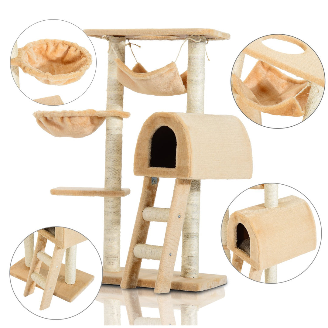 Cat Tree Kitten Activity Centre Scratch Scratching Scratcher Climber Post Rest Bed Toy 100cm