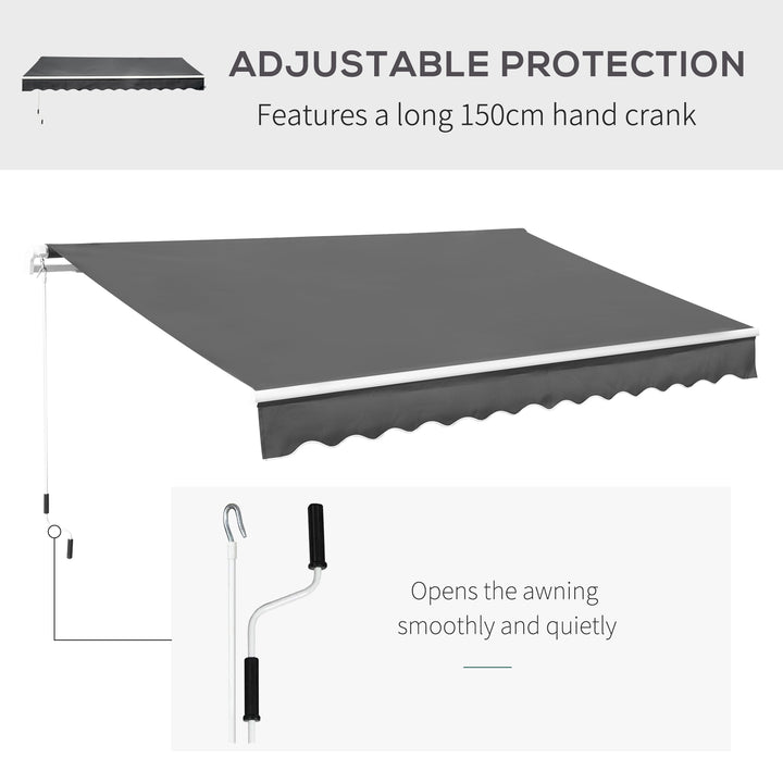 3.5M x 2.5M Manual Awning Canopy Retractable Sun Shade Shelter Winding Handle for Garden Patio Grey