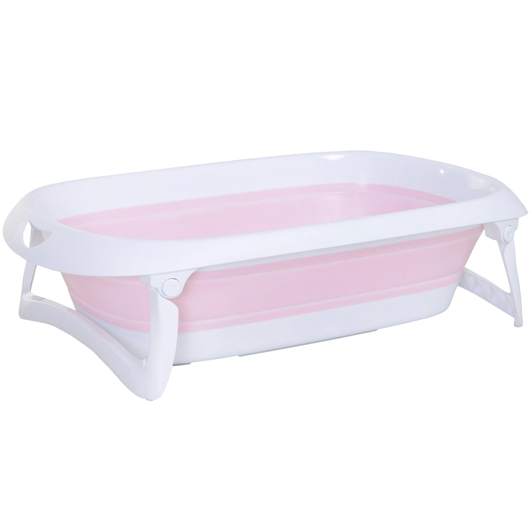 Folding Portable Baby Bathtub Safety Shower w/ Anti-Slip Comfortable Washer Pink
