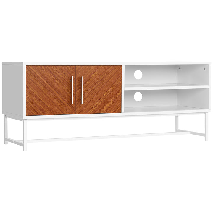 HOMCOM TV Stand with Open Shelves and  Storage Cupboard with Door, Entertainment Center with Cable Holes for TVs up to 50 inches
