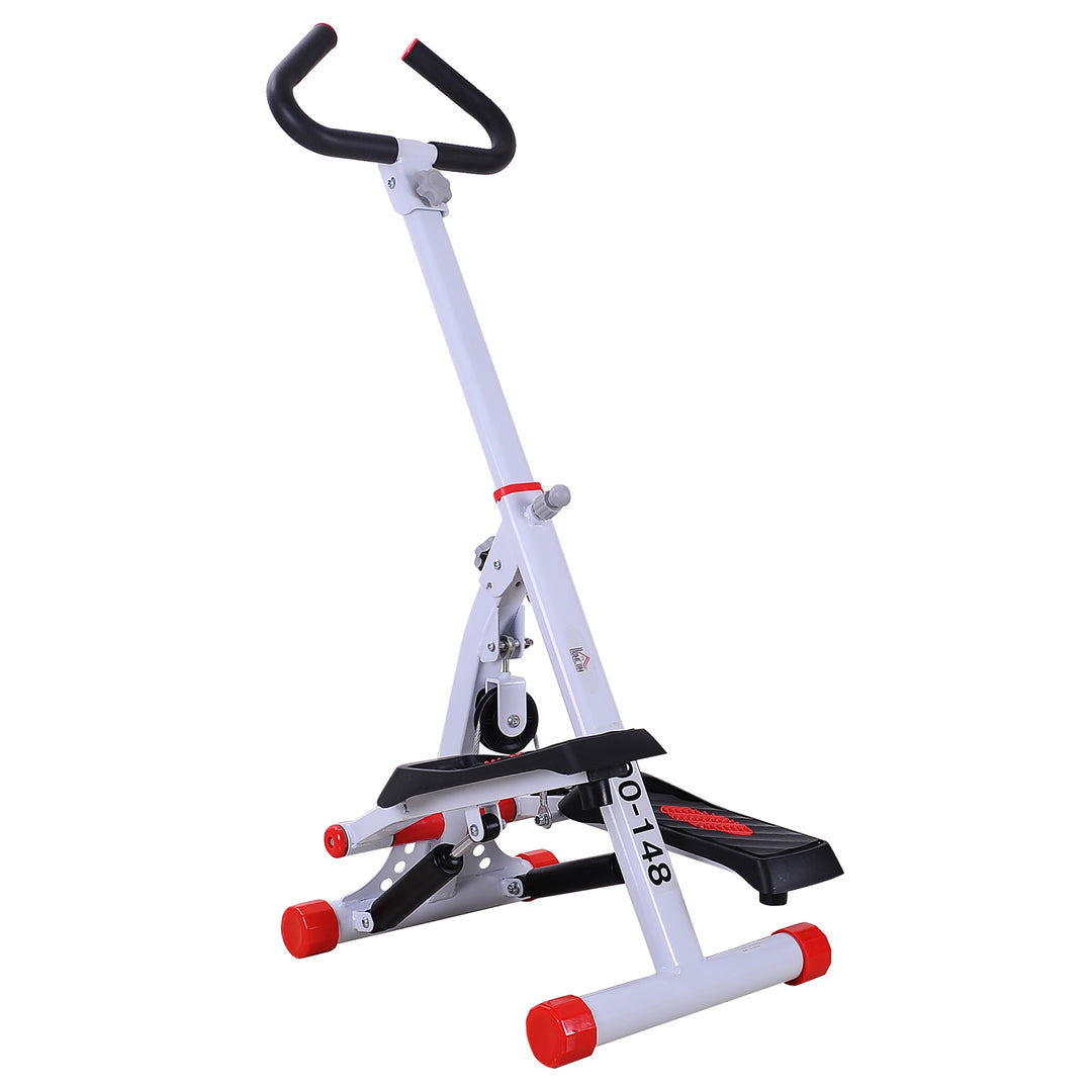 Foldable Stepper with Handle Hand Grip Workout Fitness Machine Sport Exercise Gym Bar Cardio Steel-White/Red Spinning